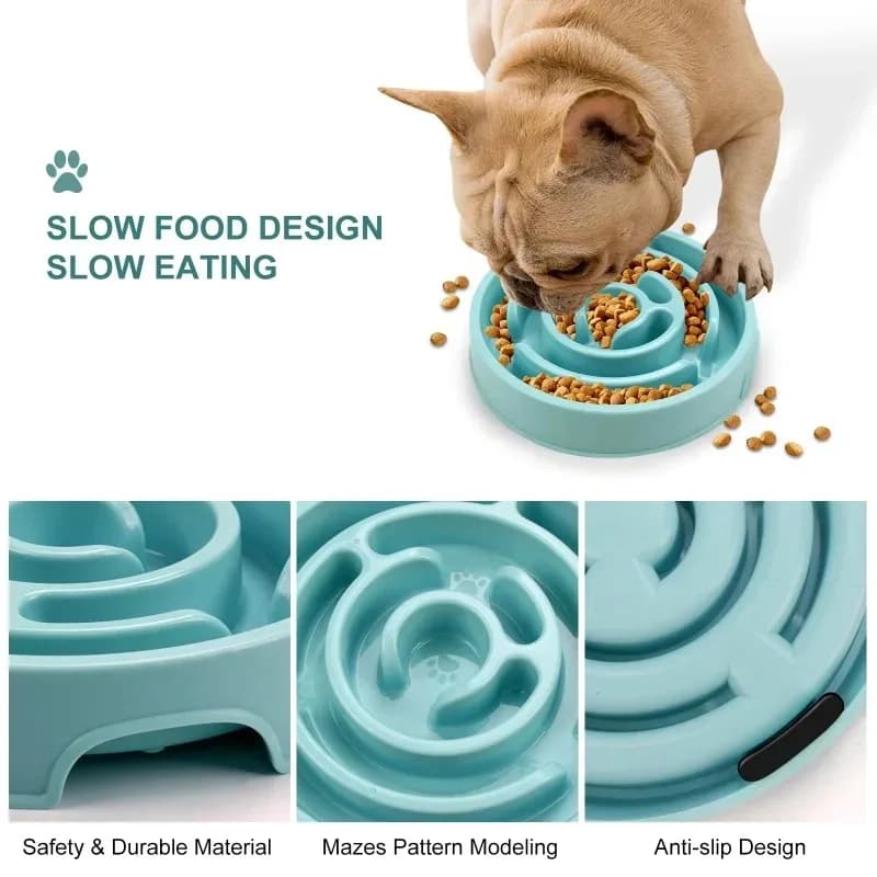 Slow Feeding Dog Bowl Plastic Maze Anti Suffocation Pet Feeder Interactive Small Dog Cat Stop Eating Bowl Healthy Eating Plate
