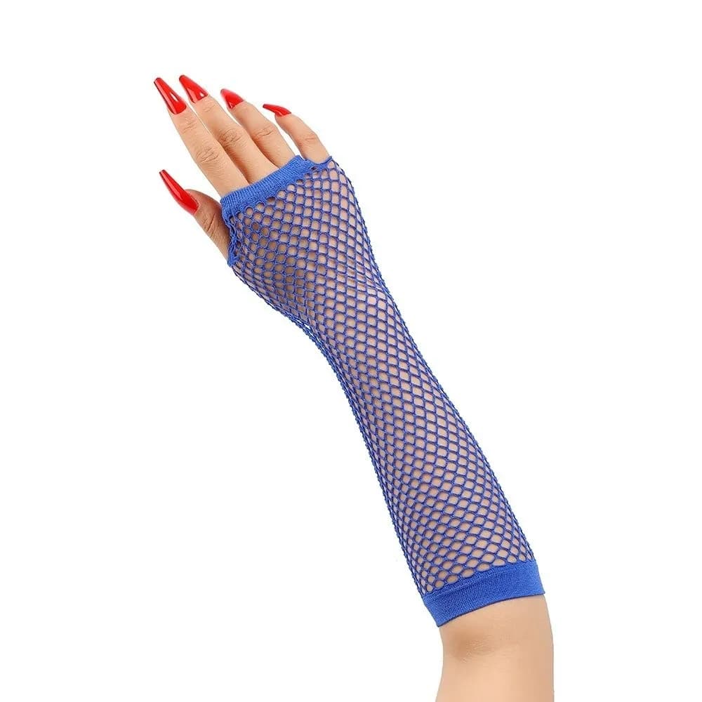 Simple Solid Color Fishing Net Gloves Fingerless Punk Mesh Gloves Arm Sleeves Lolita Long Gloves Costume