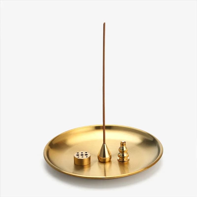 Bruciatore A26F-5 pezzi, porta incenso per bastoncini di incenso coni di incenso a spirale, raccoglitore di cenere in ottone per sala yoga di meditazione