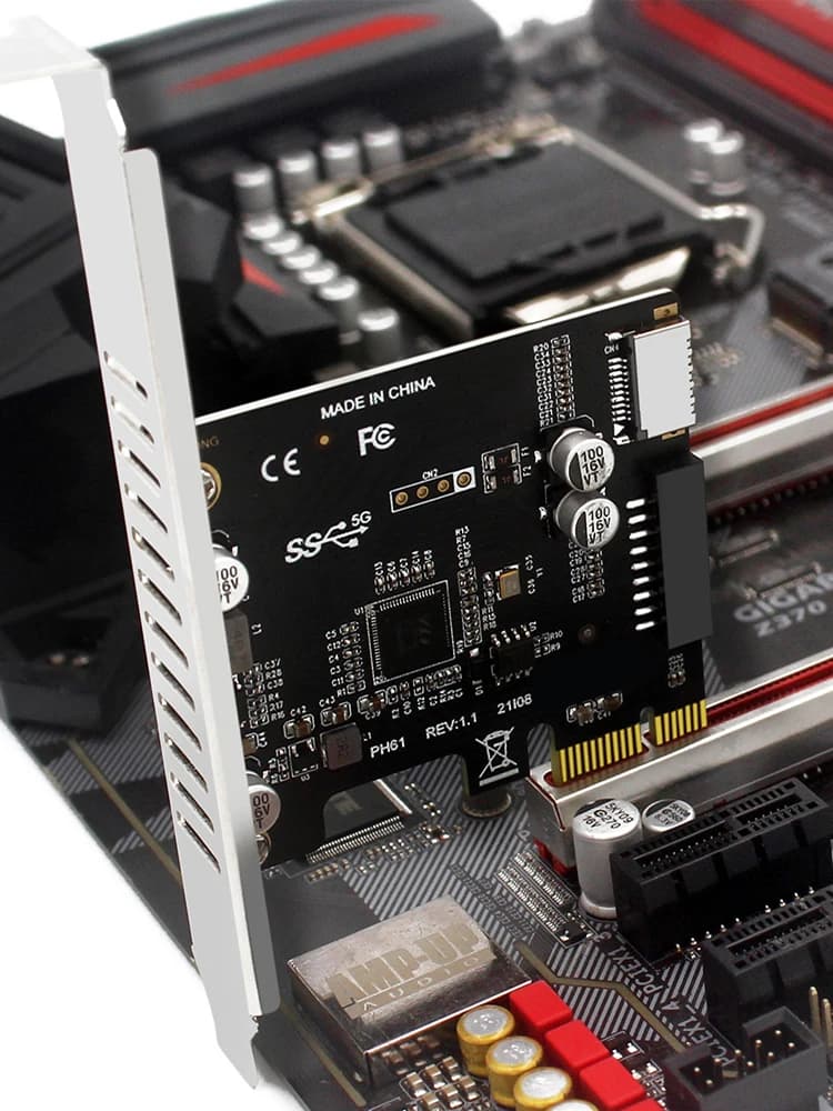 Scheda di espansione PCI-E per computer da PCI-E a USB 3.0, adattatore frontale da 19 pin PCI-E a USB 3.0 Type-C