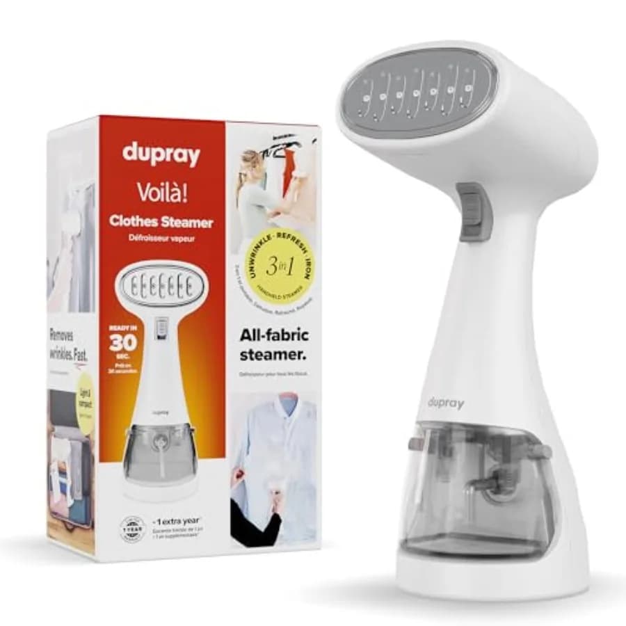 Voila Stiratore a Vapore 3-in-1 Portatile per Vestiti, Piastra Riscaldata in Acciaio Inossidabile, Riscaldamento in 30 Secondi, Ideale per Viaggi