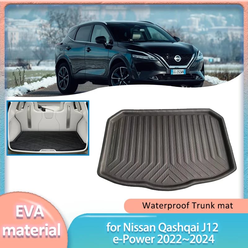 Per Nissan Qashqai J12 e-Power 2022 ~ 2024 2023 Bagagliaio di un'auto Zerbino Boot Liner Cargo Pavimento Bagagli Tappeto Copertura Impermeabile Accessori