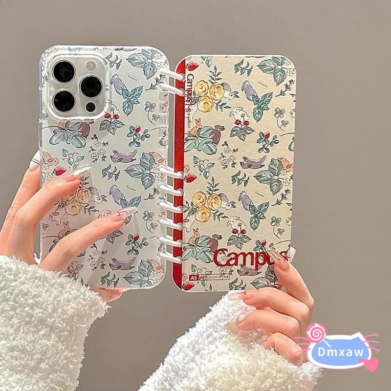 Per iPhone 16 Pro Max 15 14 Plus 13 12 11 Pro Max XR XS Max X Custodia per telefono Stile coreano Cute Cartoon Notebook Cover posteriore