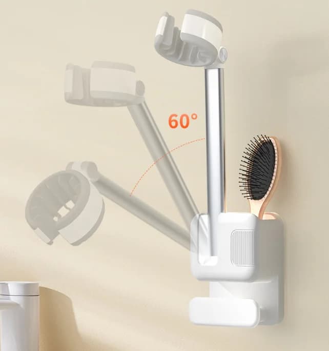 No-Drill Bathroom Hair Dryer Storage Bracket, Wall Hanging Rack for Hair Dryer & Related Accessories