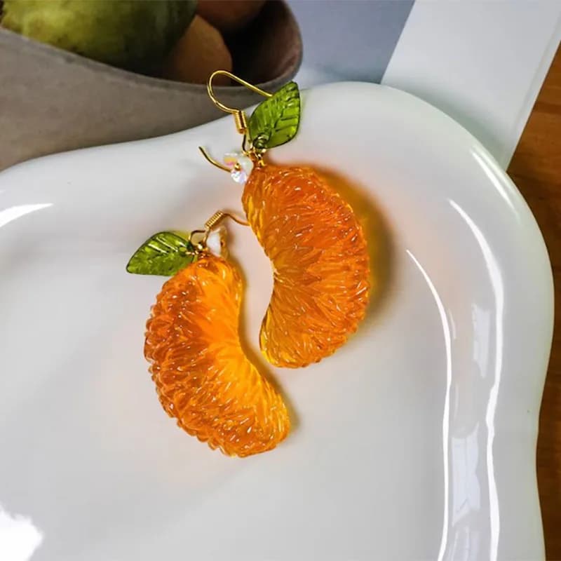 Orange sliced earrings, fruit jewelry, Y2K summer earrings handmade