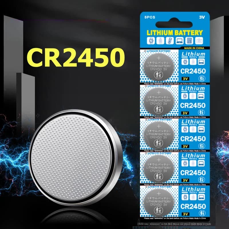 Batteria a bottone al litio CR2450 da 3 V per telecomandi, apriporta del garage, calcolatrici, termometri, portachiavi per auto BMW e altro ancora
