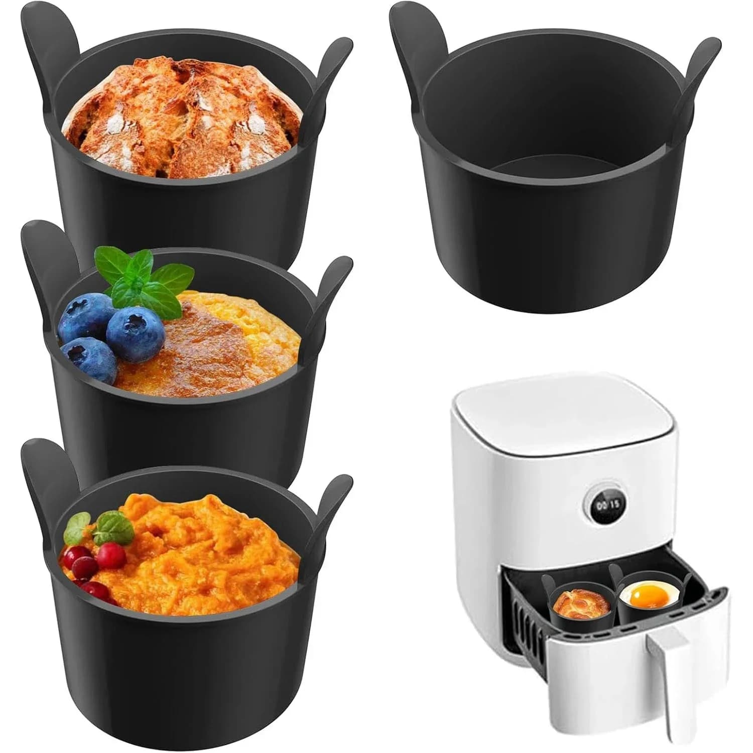 2/4 pz friggitrice ad aria uovo bracconiere tazze torta in Silicone muffin Cupcakes stampi cottura crema pasticcera torta dolci uovo bracconaggio Maker