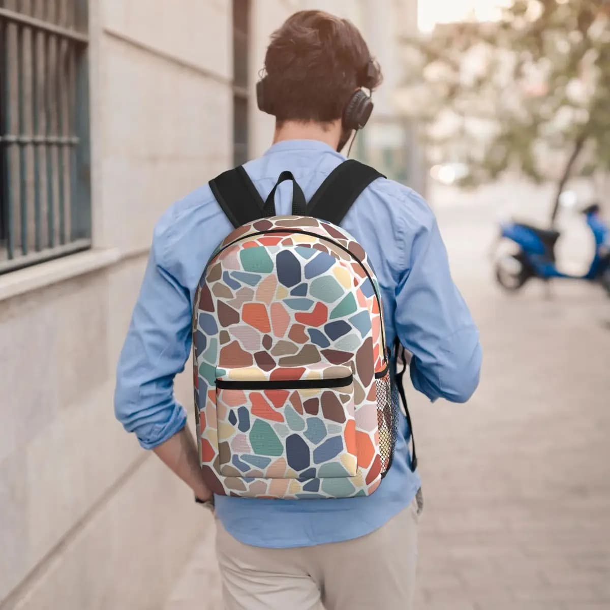 Zaino con pietre colorate astratte, borsa per libri per ragazzi e ragazze, borsa da scuola per bambini, borse a tracolla per laptop per uomini e donne