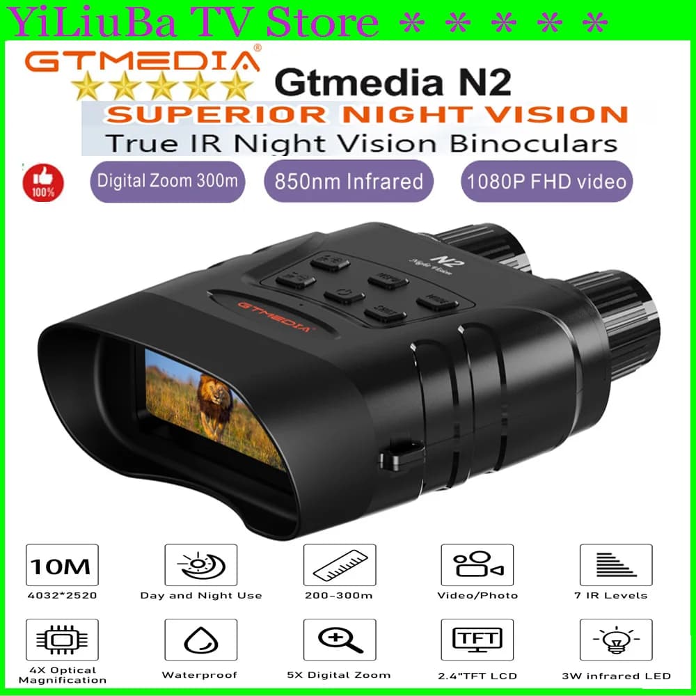 [Autentico] GTMedia N2 Miglior dispositivo binocolo per visione notturna 300m Infrarossi 5x Telescopio digitale Occhiali Caccia Campeggio Registrazione video