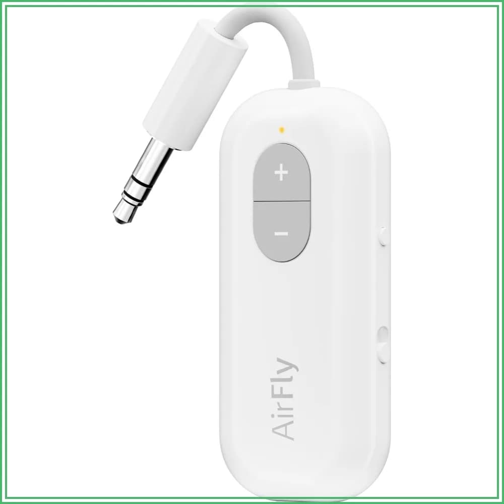 Bluetooth Audio Transmitter Adapter for AirPods, 20+ Hr Battery, Works with 3.5mm Jack on Airplanes, TVs, Gym Equipment, Travel