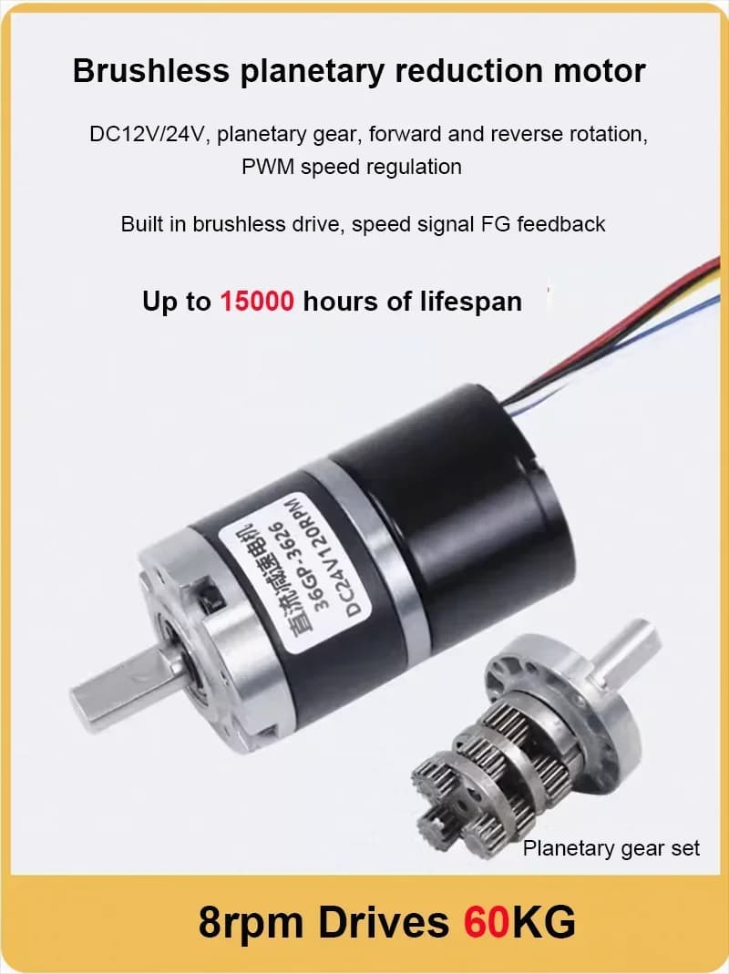 100KG 36mm 3626 Motore Brushless DC Motoriduttore Planetario 12V 24V Diametro Albero 6/8mm 5 linee Con Freno CW CCW Motore Elettrico