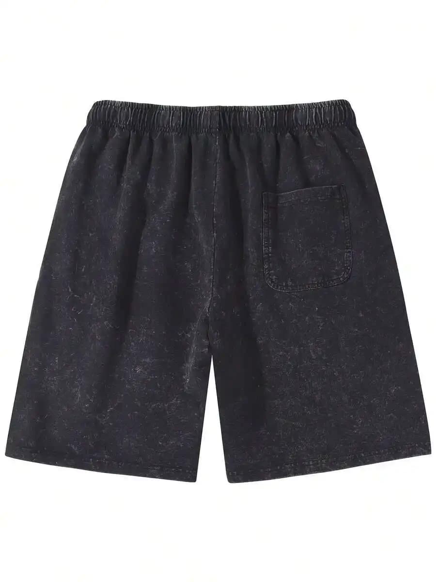 Mens Washed Denim Shorts Elastic Waist Casual Summer Shorts