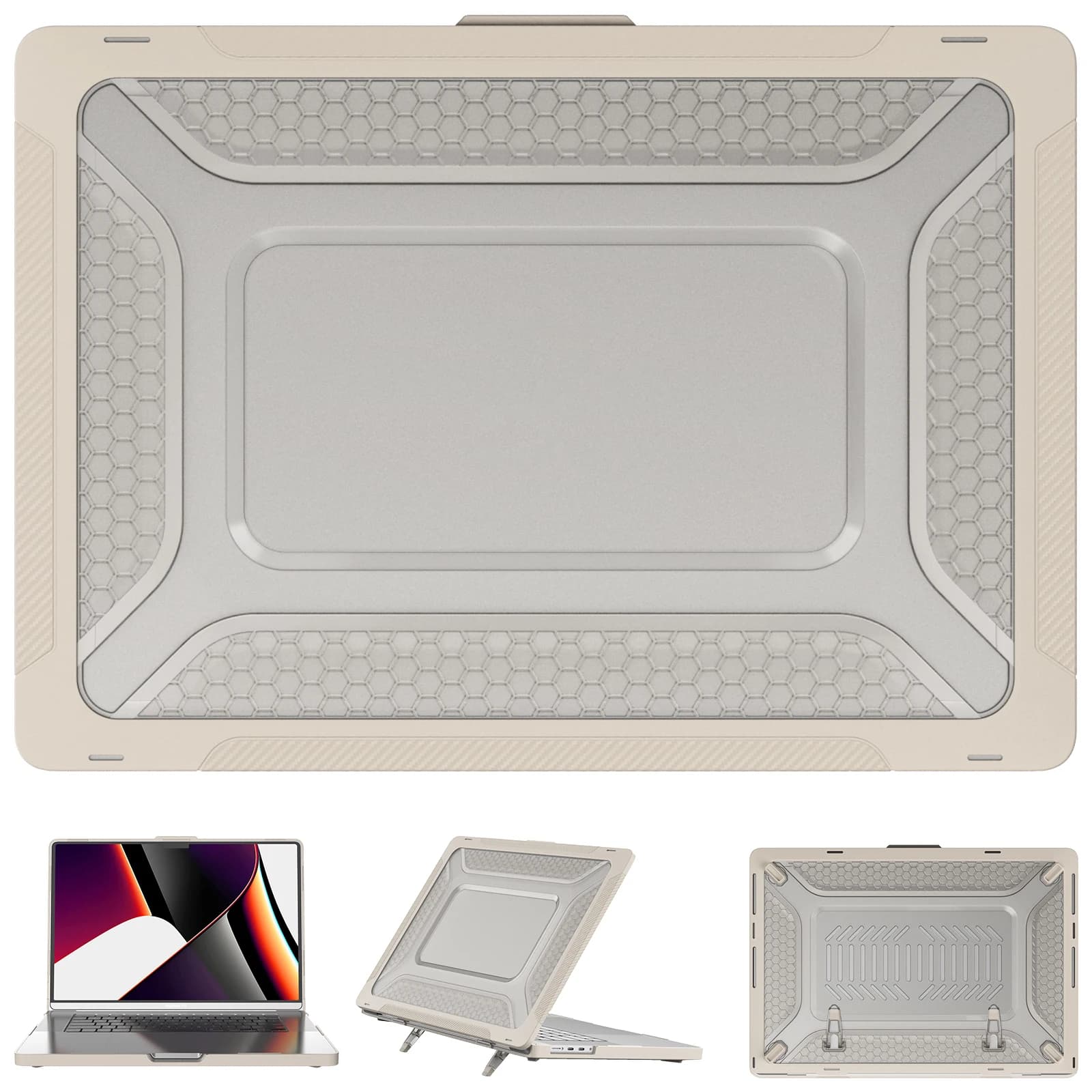 Custodia Trasparente per Laptop MacBook Pro 16 2026 2024 2023 2021 M5 A3428 M4 A3403 A3186 M3 A2991 M1 Max A2780 A2485 M1 Pro con Supporto Integrato