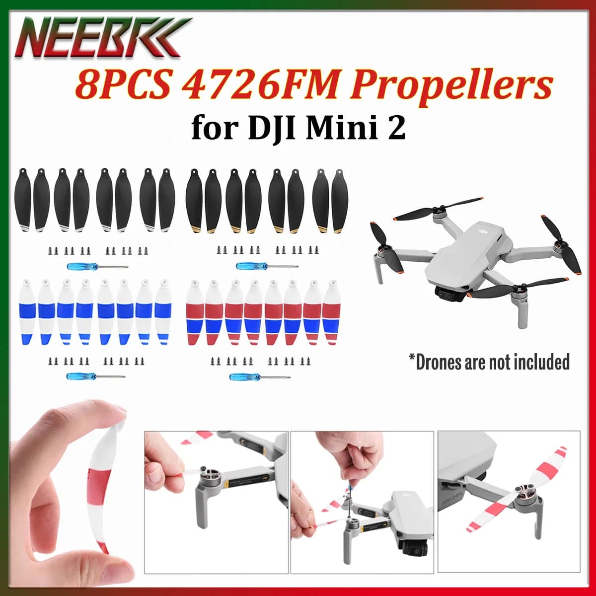 8PCS 4726FM Drone Propeller Low Noise Light Weight Replacement Blade Wing Fans for DJI Mini 2 Spare Parts Accessories