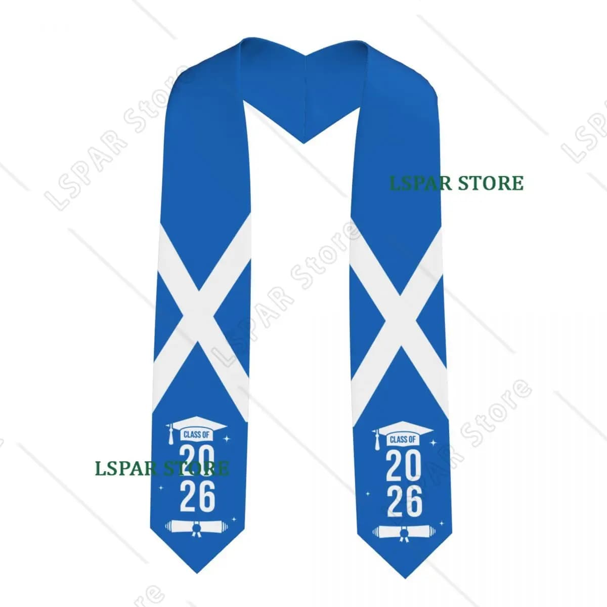 Class Of 2026 Scotland Flag Graduation Stole Sash Scarf For International Students Proud 183CM Long