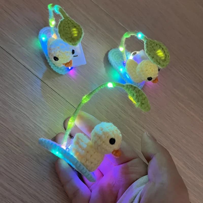 1pcs Girls Women LED Light Up Blinking Party Duck Crochet Hair Clip Animal Handmade Hairpin Knitting Hairgrip Halloween