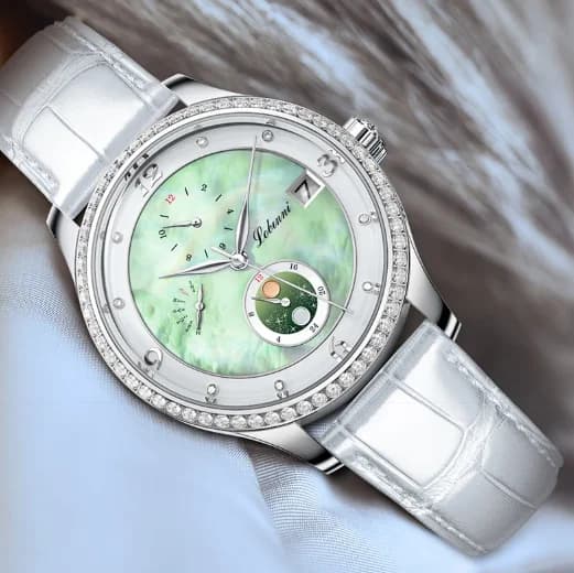 Orologio Automatico da Donna Lobinni 36mm, Orologio da Polso Meccanico con Quadrante Multiplo in Madreperla, Vetro Zaffiro, Data, Mese e Giorno