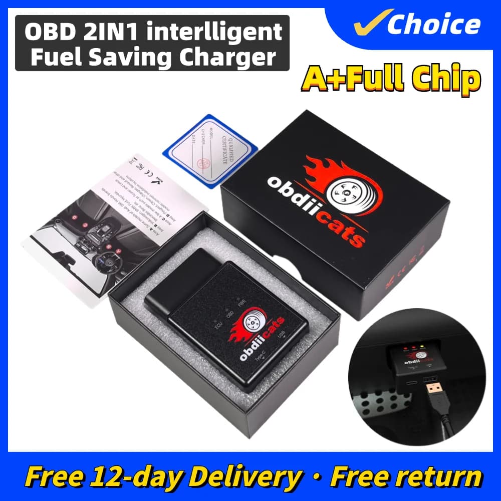 2025 obdiicats Smart HK-V3FC For Gasoline and Diesel Auto OBD 2IN1 Save Fuel Chip Syntony Box Increase Power With Fast Charger