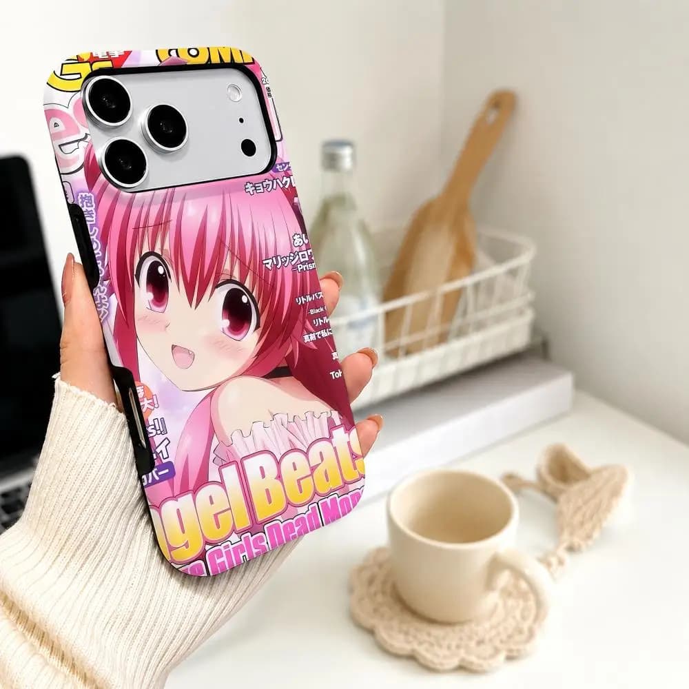 Clmj Angel Beats Anime Girl Y2K Phone Case for iPhone 16 15 14 13 12 11 Pro Max XS XR XSMax HYBXAXC Glossy HD Hard PC Cover