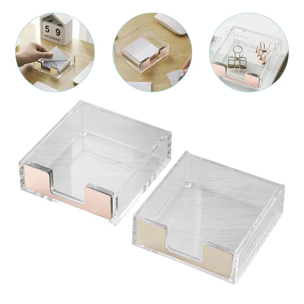 2 Pezzi Porta Blocco Note in Acrilico, Organizzatore da Scrivania Trasparente, Dispenser per Note, Porta Fermagli, Forniture per Casa, Ufficio e Scuola, Cancelleria