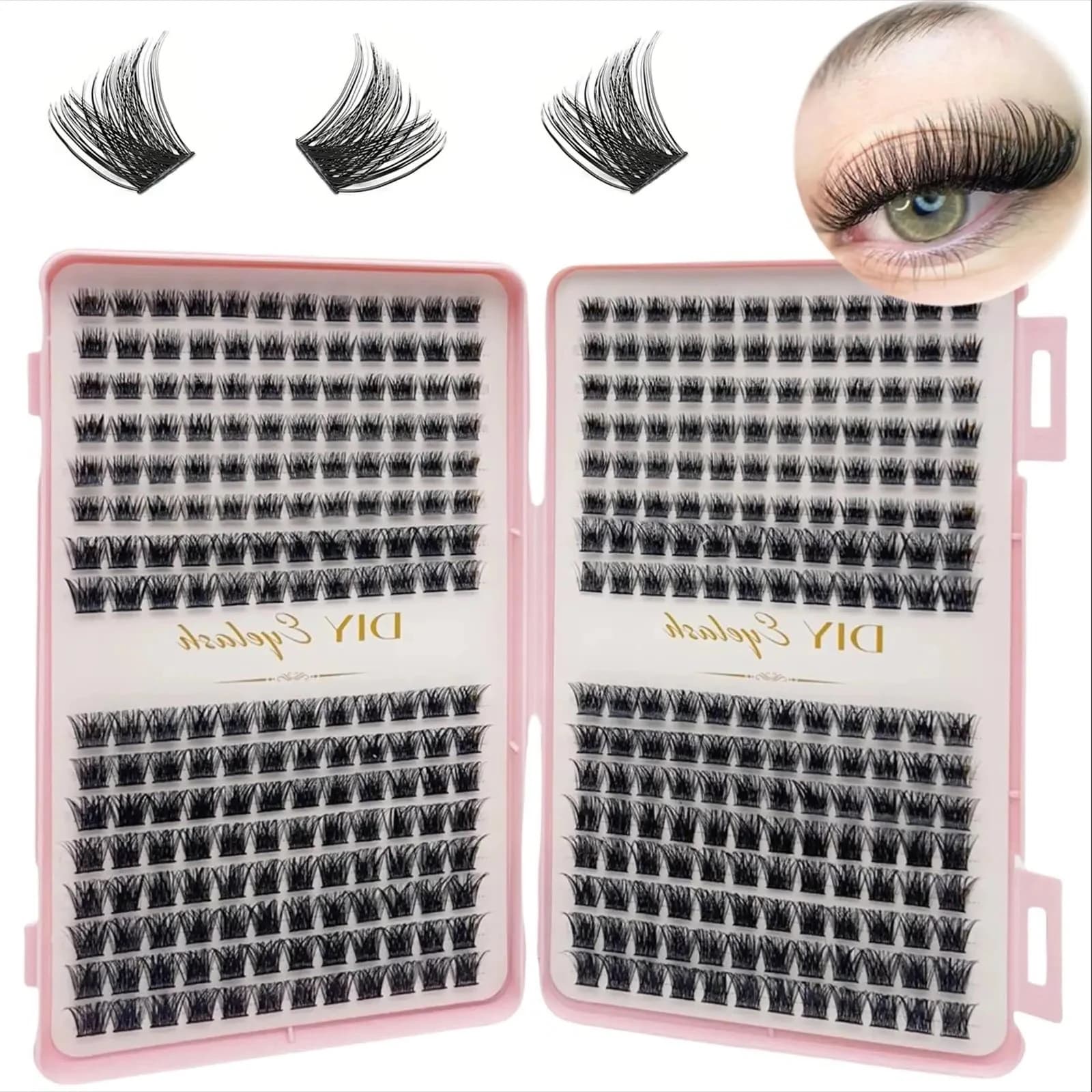 384pcs Individual Lashes Eyelash Book Clusters Extensions False Eyelash DIY at Home for Stunning Makeup Effects