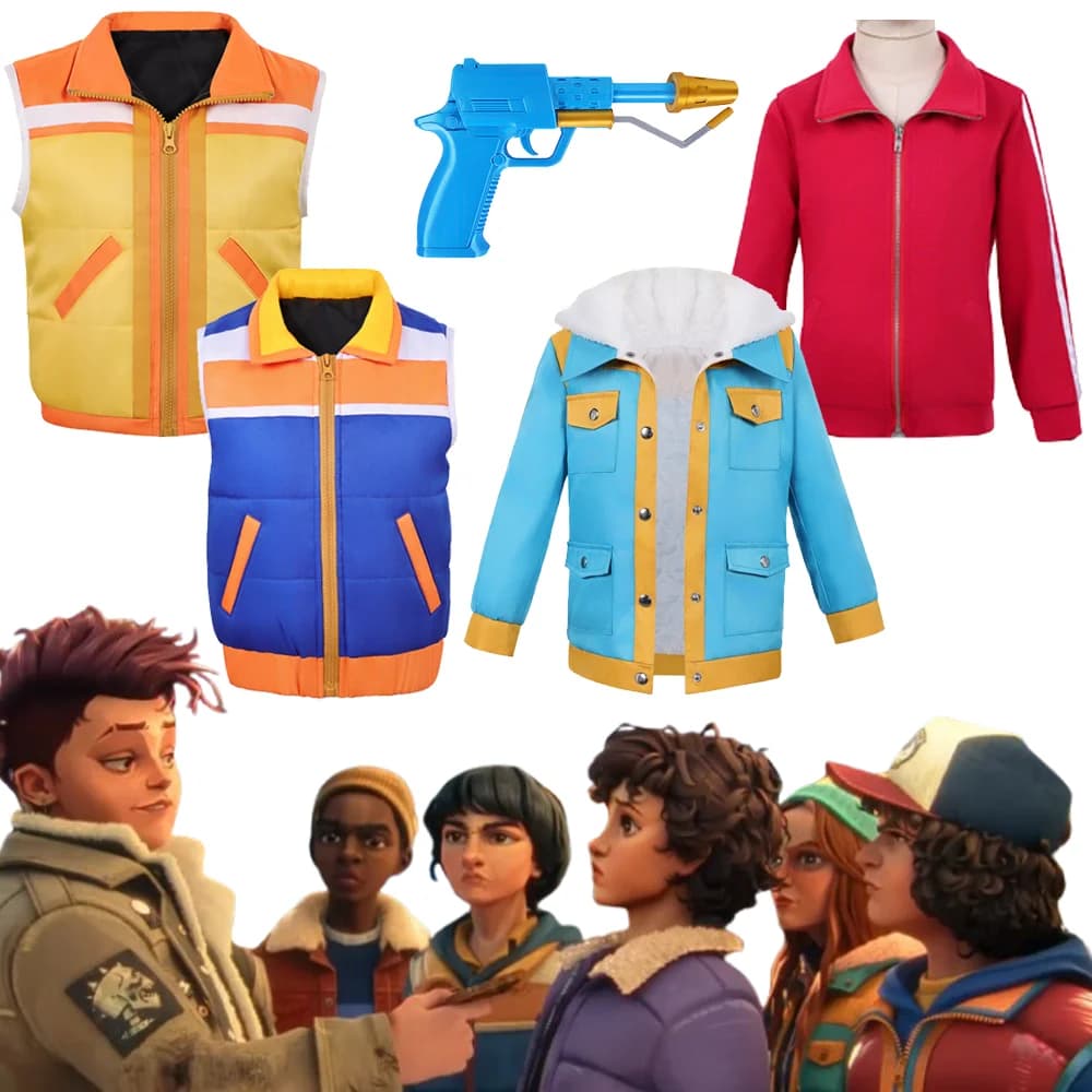 Costume da Cosplay per Bambini ST Tales, Gilet Mike, Outfit Max Mayfield, Cappotto Dustin Henderson, Giacca Holly, Travestimento per Halloween e Carnevale