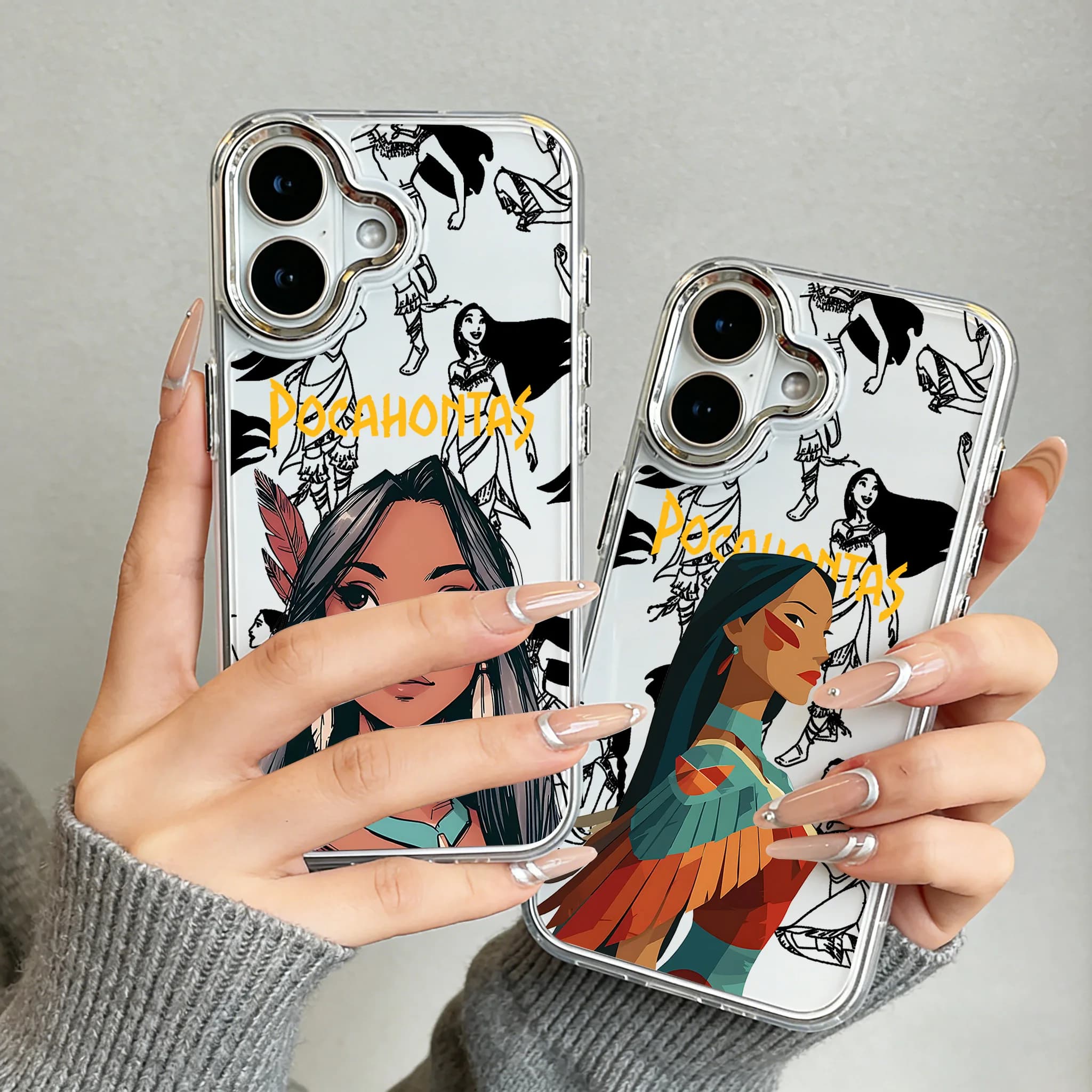 Cover Morbida Trasparente Cartoon P-Pocahontas per iPhone 17 16e 16 15 14 13 12 11 mini Pro Max X XR XSMAX 8 7 Air Plus