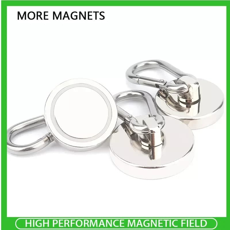 5/10Pcs Strong Neodymium Magnet N35 NdFeB Magnet Carabiner Magnetic Hook Fishing Salvage Magnets Rare Earth Magnet Suction Cup