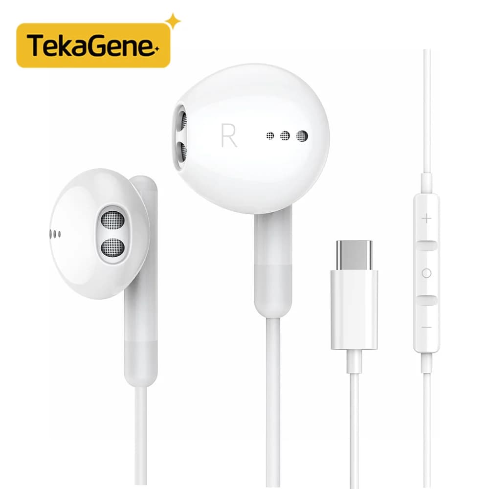 Tekagene USB Type C Auricolari Ultra-light and Noise Calls Auricolari 3.5 mm wired headphones for Samsung Galaxy S24 S23 A53 A54 A34