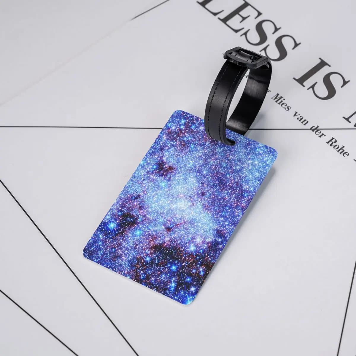Etichette per bagagli Galaxy Sparkle Stars Periwinkle Blue, accessori per valigie, etichetta per bagaglio da viaggio, porta etichetta, porta ID, nome, indirizzo