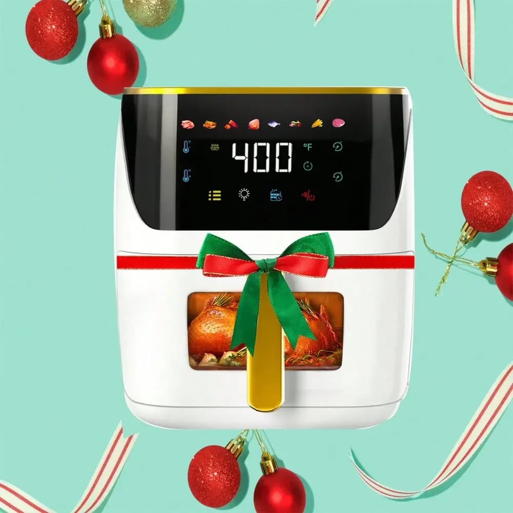 Friggitrice ad Aria Multifunzione 8.5QT, Fornello 8-in-1 per Forno, Microonde, Tostapane e Essiccatore di Frutta, Finestra Trasparente e Controlli Touch