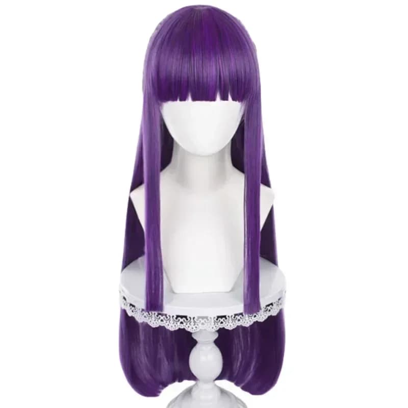Parrucca cosplay Anime Fern da 80 cm, capelli lisci viola, parrucche sintetiche resistenti al calore per Halloween