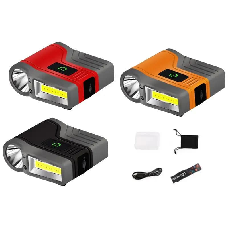 Torcia frontale con proiettore COB a induzione Torcia frontale Torcia a LED con clip per cappello Torcia con batteria a lunga durata per la guida notturna