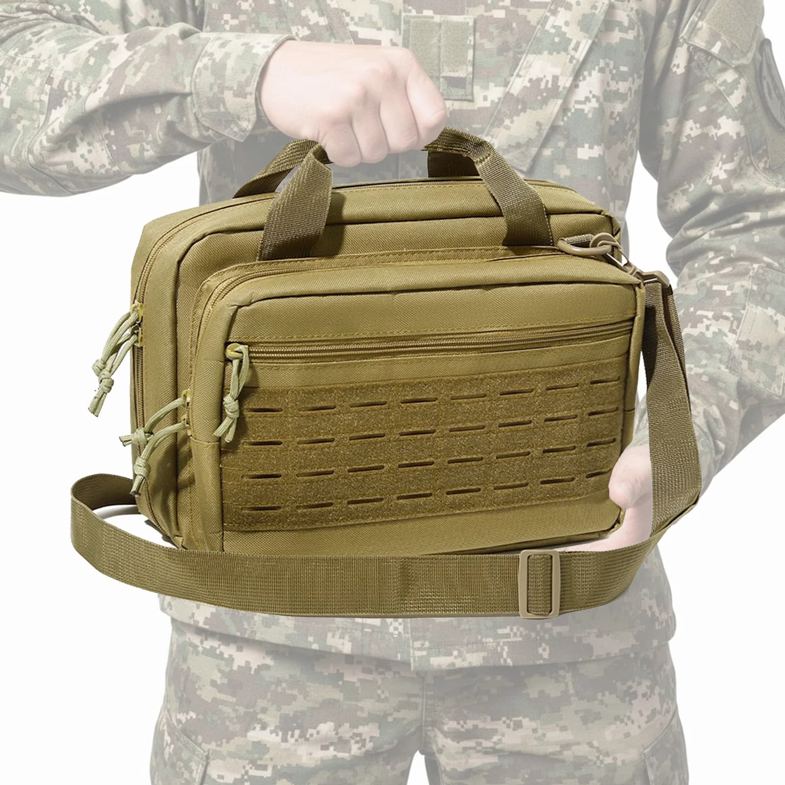 Borsa tattica in tessuto Oxford 600D con tasche multiple per la caccia all'aperto (Kaki)