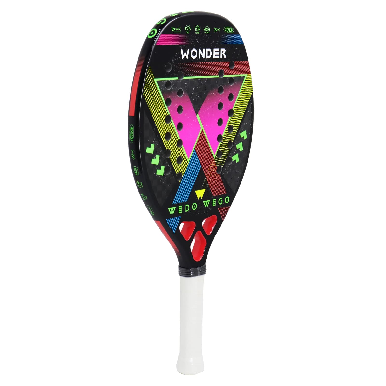 Racchetta da Beach Tennis in Carbonio 3K/12K/Kevlar con Grip in Fibra, Nucleo in Schiuma EVA e Custodia
