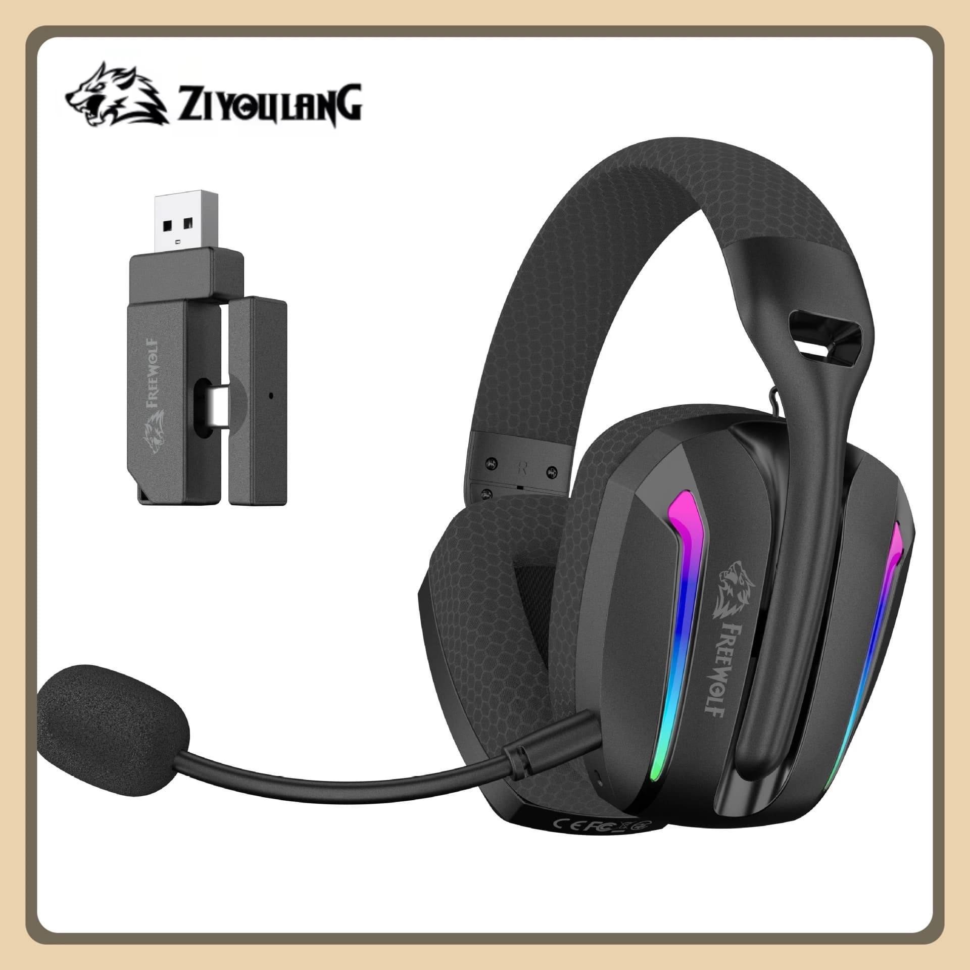 Nuovo Ziyoulang V10 Cuffie da gioco wireless ultraleggere Sistema doppio microfono pieghevole 2.4Ghz/BT/3.5mm Wired a bassa latenza PC/Mac/PS/XBOX