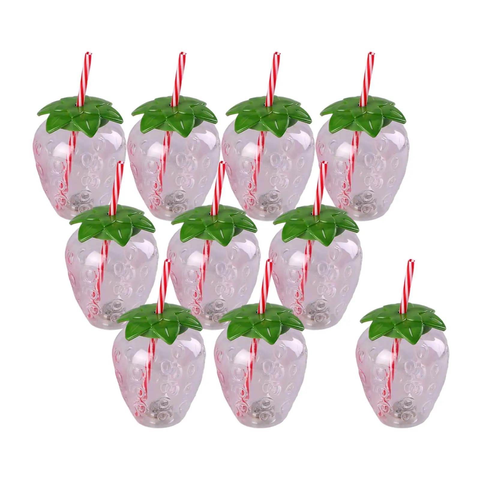 10 Pieces Strawberry Shaped Cup Drinking Bottles for Kids Cartoon Water Bottles for Picnic Hiking Party Favors Outdoor Office