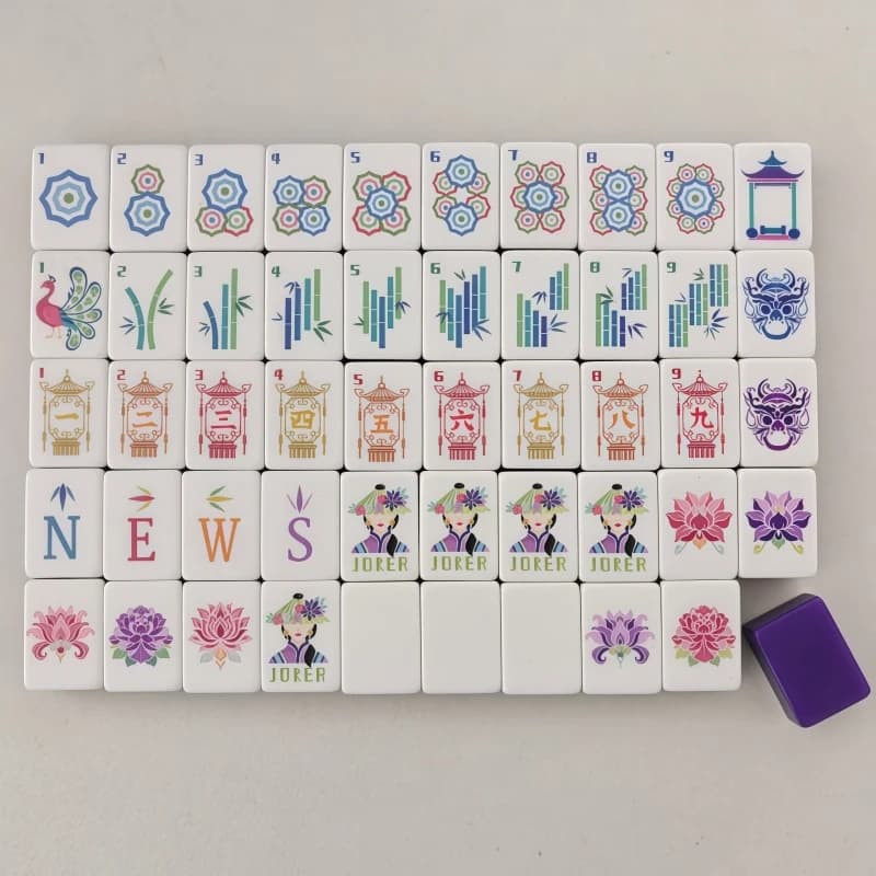 Nuovo Set di Mahjong in Acrilico Viola Scuro a 4 Strati, 160 Tessere, Mahjong Americano, Portatile per Viaggi, Casa, Feste, Regalo Perfetto