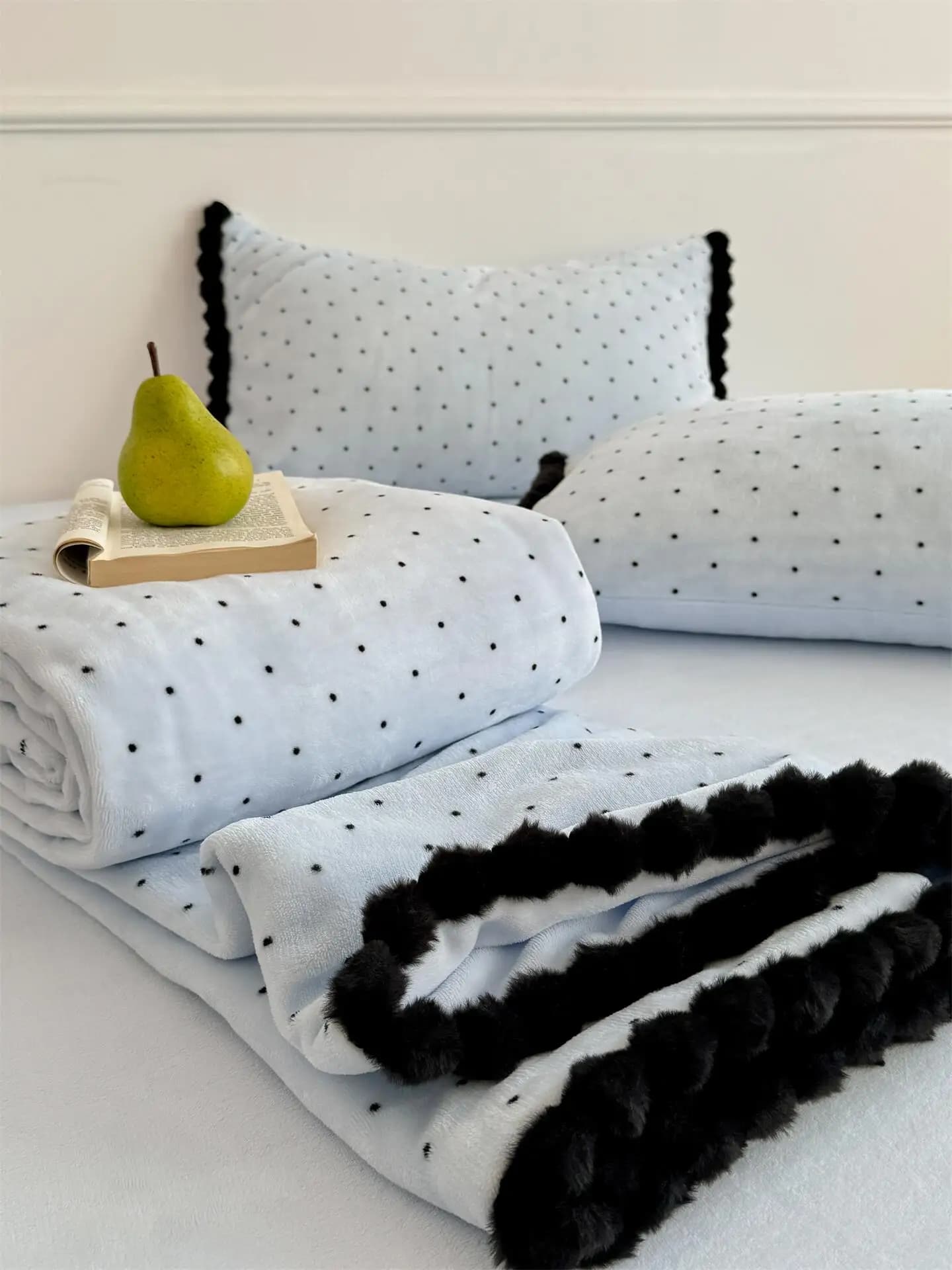 Velvet Velvet Bed Linen Set Princess Style, Four Pieces: Cover, Bed linen, Bed linen, Bed linen, Set Three Pieces Pois