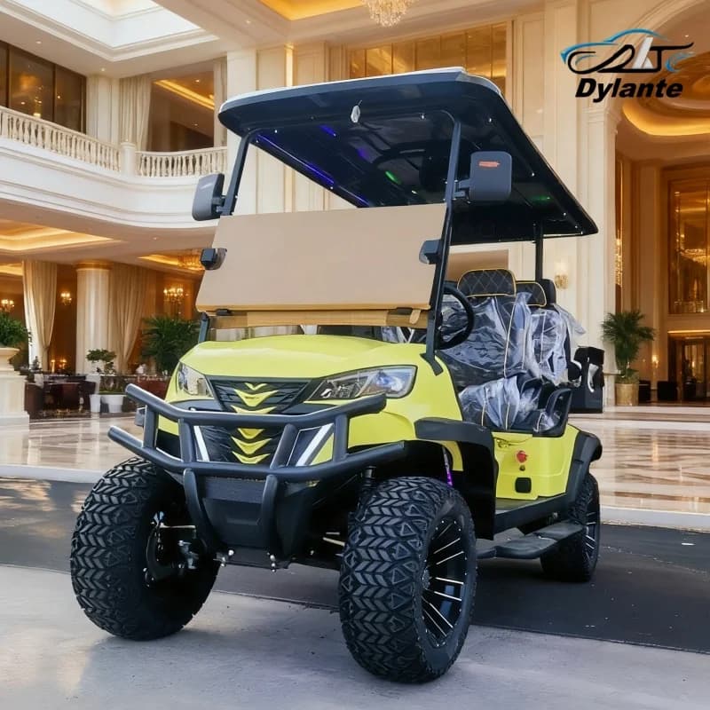 Nuovi carrelli da golf elettrici a 4 posti fuoristrada a 4 ruote motrici con cinghie per sacche da golf e cestello e rondella di palline Buggy da golf legale da strada