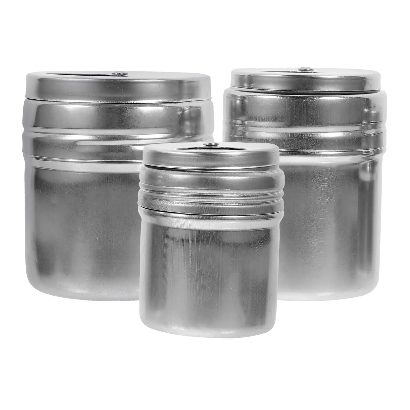 Set di 3 Barattoli per Spezie in Acciaio Inox, Contenitori Multiuso per Sale e Pepe, Bottiglie per Conservazione Spezie per Casa, Ristorante e Buffet