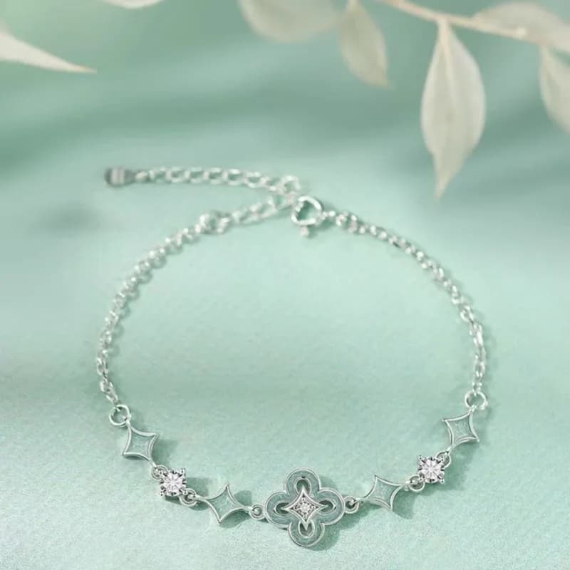 New Diamond Shaped Blue Porcelain Bracelet for Women Light Luxury Chinese Style Bracelet Charming Exquisite Valentine's Day Gift