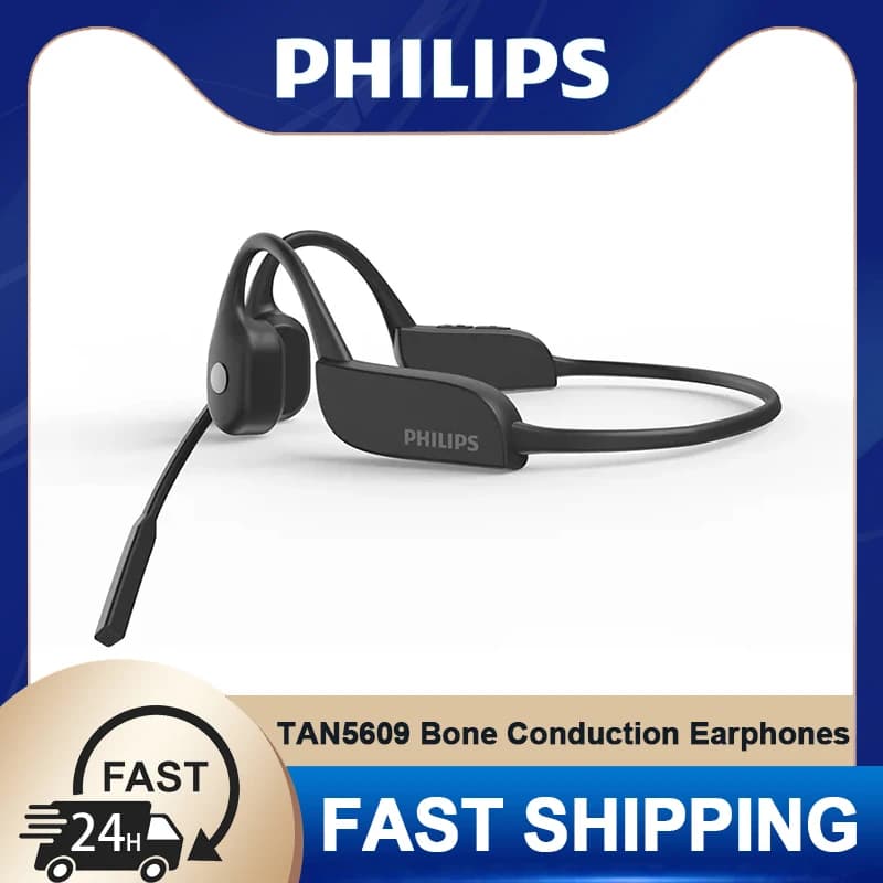 Philips TAN5609 Bone Conduction Headphone Wireless Bluetooth Sports Earbuds HiFi Stereo HD Mic Call Headset 180mAh Long Standby
