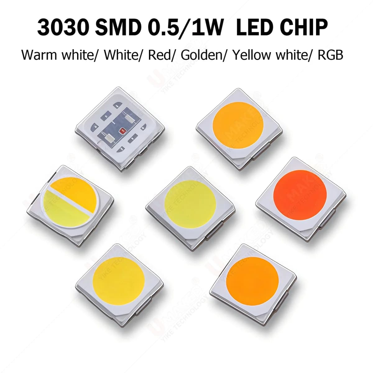1000 pz 3030 SMD led chip tallone 0.5 W 1 W lampada chip tallone Bianco rosso verde blu lampada diodi DIP chip lampadina fai da te riflettore striscia lampada