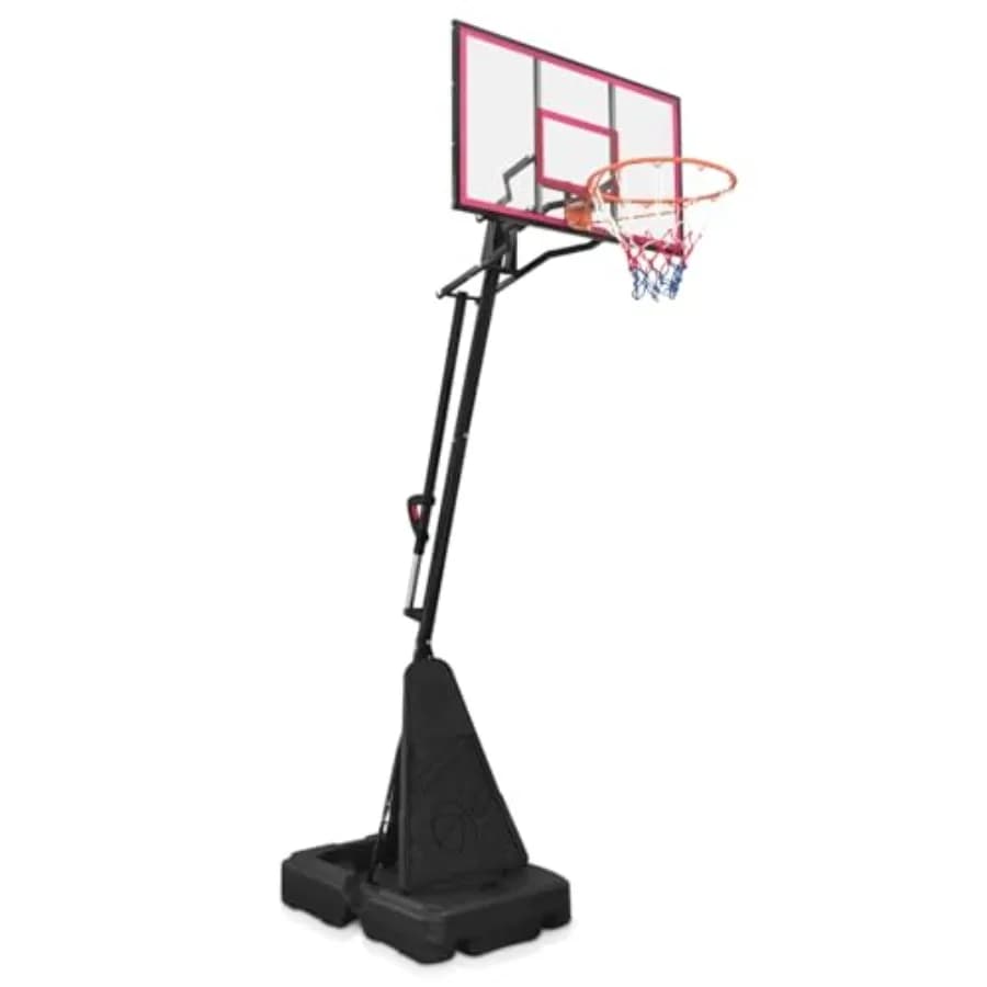 Portable Basketball Hoop for Youth, Adults Professional Match: Steel Frame, Black/Red, Adjustable Height 7.510 Ft with Quick-Lo