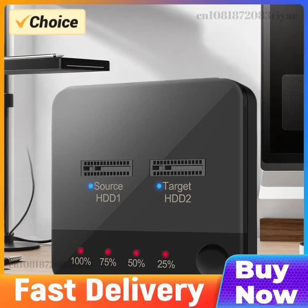 Docking Station per Dischi Rigidi M.2 SATA/NVMe a Doppio Slot con Clonazione Offline, Duplicatore e Trasmissione Dati con Indicatore LED