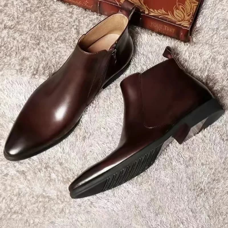 2026 Stivaletti Chelsea da uomo classici in vera pelle marrone stile britannico comode scarpe sociali da lavoro casual alla caviglia di lusso da uomo