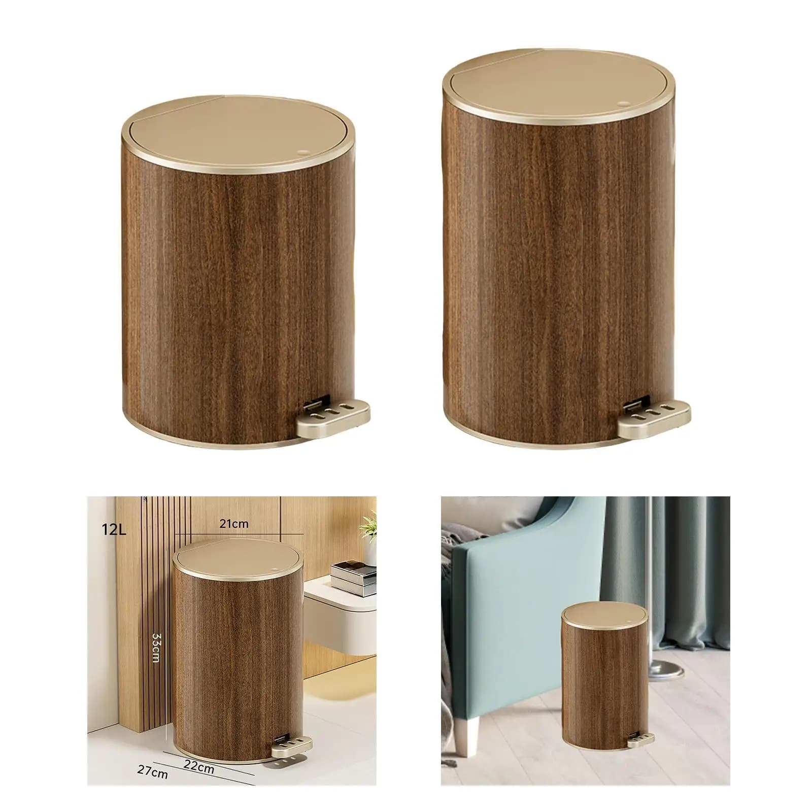 Cestino per Bagno con Coperchio, Pattumiera Rotonda Moderna a Pedale per Lavanderia, Bagno, Garage, Soggiorno, Ufficio