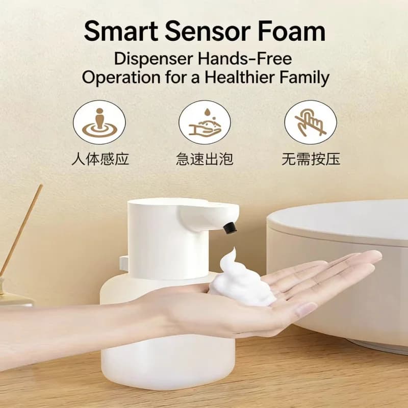 Dispenser Automatico di Sapone con Sensore, Erogatore di Schiuma Senza Contatto per Lavaggio Mani e Piatti, per Bagno, Cucina, Hotel