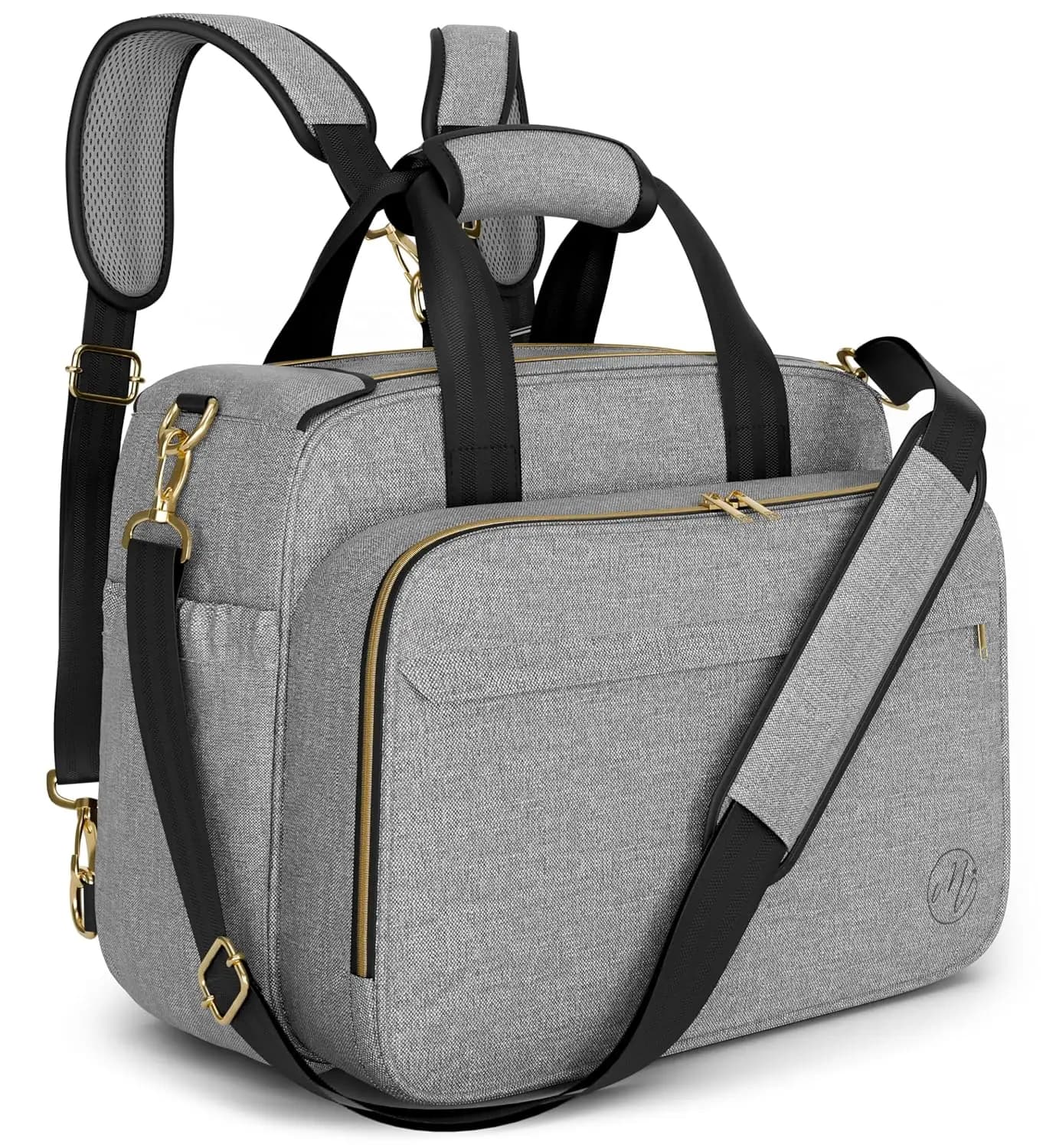 Borsa fasciatoio convertibile 4-in-1: tote, zaino, marsupio e borsa a tracolla per viaggi con il bambino - Grigio